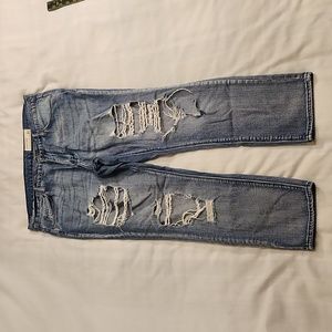Pistola women's distressed light wash boyfriend crop jeans size 31 P399